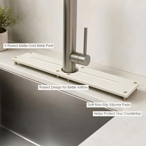 2PCS Stone Faucet Mat for Kitchen Sink, Water Absorbing Sink Tray Organizer for - Image 4