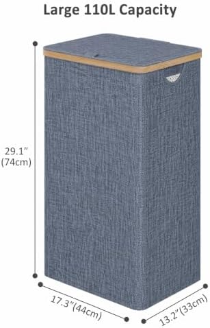 IEGrow Laundry Hamper with Lid, 110L Laundry Basket with Mesh Bags - Image 2