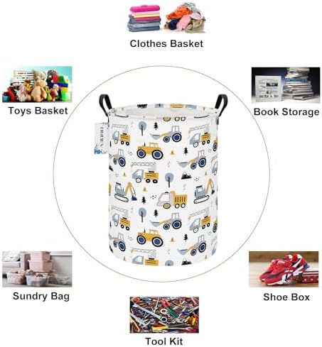 Round Collapsible Construction Truck Excavator Laundry Hamper - Image 3
