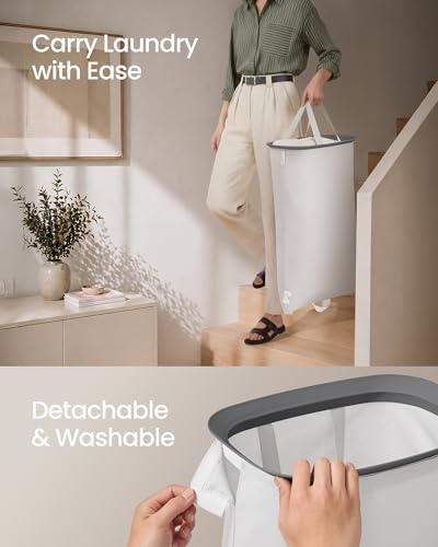SONGMICS Laundry Hamper with Lid, 160L Double Laundry Basket, Steel Frame - Image 5