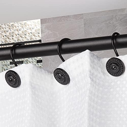 Black Shower Curtain Hooks, Rust Proof Decorative Shower Curtain Rings - Image 6