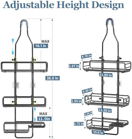 Skyapex Shower Caddy Hanging Bathroom Organizer: Over Head Adjustable Rack - Image 2