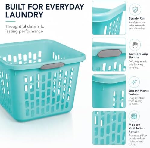 Teal Laundry Basket 1.5 Bushel Square - Image 3