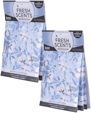 Fresh Scents White Cotton Scented Sachets 6 Pack by FRESHSCENTS