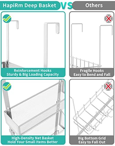 HapiRm Over Door Hook with 2 Mesh Baskets and 9 Hooks, 304 Stainless Steel No - Image 2