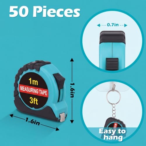 Kanayu 50 Pcs Mini Tape Measure Keychains 3 ft Small Retractable Measuring Tape - Image 2