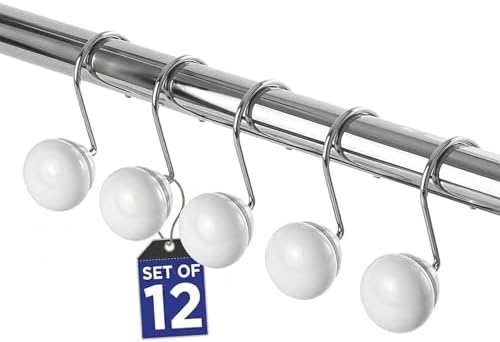 Creative Scents White Shower Curtain Hooks Decorative | Set of 12 - Image 5