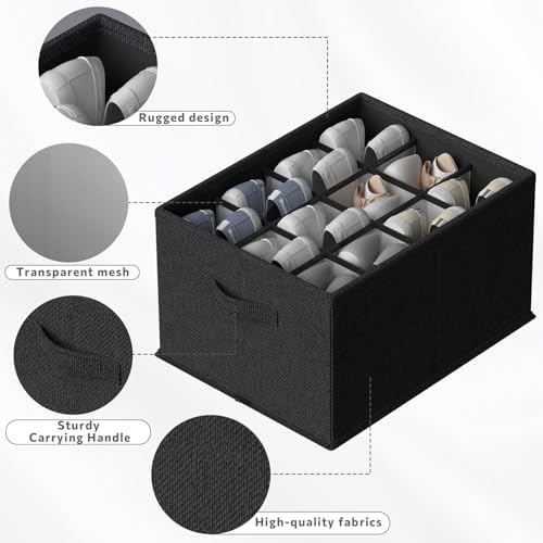 FHSQX 2 Pack Shoe Organizer for Closet, Foldable Shoe Organizer, Fits up to 24 - Image 4