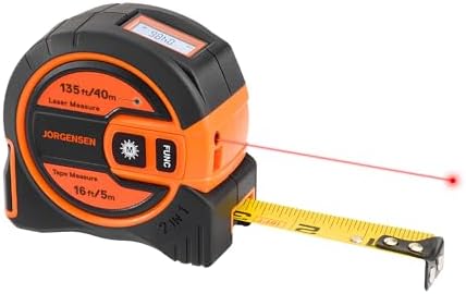 JORGENSEN 2-in-1 Laser Tape Measure, 135Ft Measuring Laser &16Ft Tape by JORGENSEN