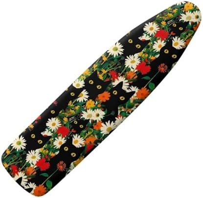 Black Cat Floral Ironing Board Covers Standard Washable Ironing Board Protector by Darisoco