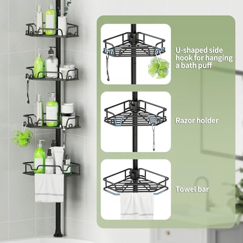 DAOYA Shower Caddy Tension Pole Shower Organizer Tension Rod - Image 6
