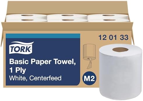 Tork Centerfeed Paper Wiper White M2, 6 x 1000 Sheets by Tork