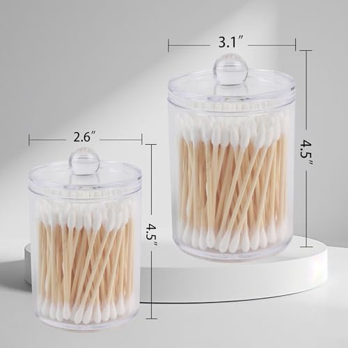 2 Pack Acrylic Qtip Holder Dispenser, Canisters Apothecary Jar Set - Image 2