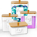 COAZEX 4 Pack Clear Laundry Pods Container & Dryer Sheet Holder, Bamboo Lids by COAZEX
