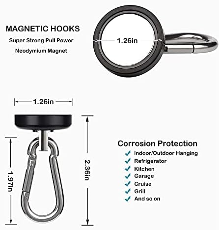 WELLZEER Magnetic Hooks 100lbs Black Magnet Hooks - Image 3