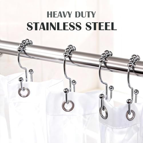 Shower Curtain Hooks 12 Pack, Double Glide Rings - Image 2