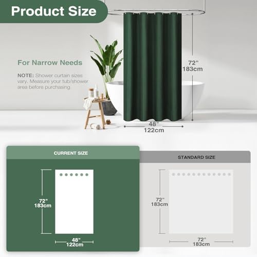 Dynamene Stall Waffle Shower Curtain 256 GSM Heavy Fabric 48x72 Dark Green - Image 2