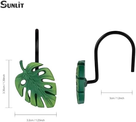 Tropical Leaf Decorative Shower Curtain Hooks, Monstera Deliciosa Leaves Shower - Image 2