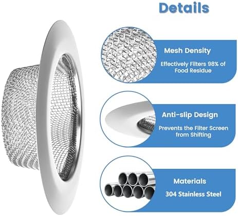 2 Pack 4.5 Inch Stainless Steel Sink Strainer Basket - Image 4