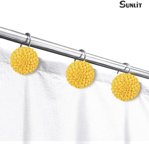 Sunlit Decorative Floral Shower Curtain Hooks, Dahlia Pinnata Flower Shower - Image 6