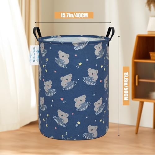 Round Laundry Basket Collapsible Storage Hamper Organizer Space Koala - Image 2