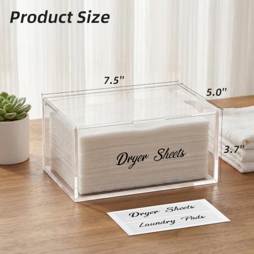 Acrylic Dryer Sheet Holder Dispenser Container, Bonus Black Labels Included - Image 2