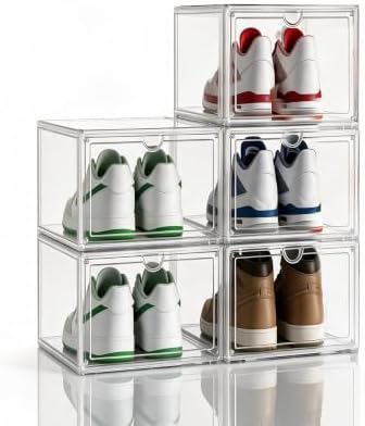 XL Shoe Boxes Clear Plastic Stackable, Extra Large Acylic Display Case by OMOPINSHOEBOX