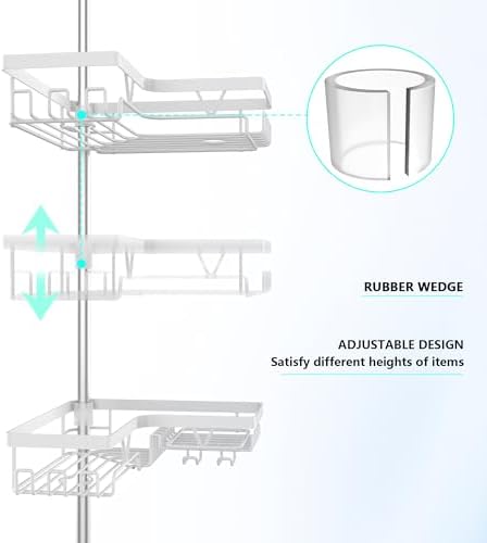 DAOYA Corner Shower Caddy Tension Pole 4 Tier Shower Caddy Organizer White - Image 3