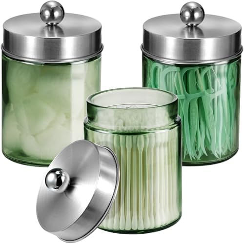 3 Pack Apothecary Jar Canisters Bathroom Vanity Organizer by Komashr