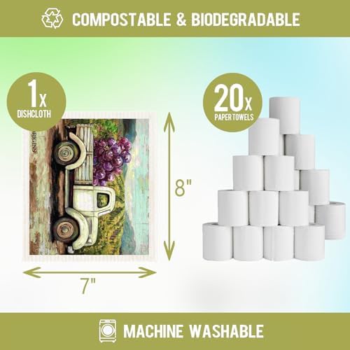 Swedish Dishcloths for Kitchen Dish Towels, 6 Pack Non-Scratch Reusable Paper - Image 4