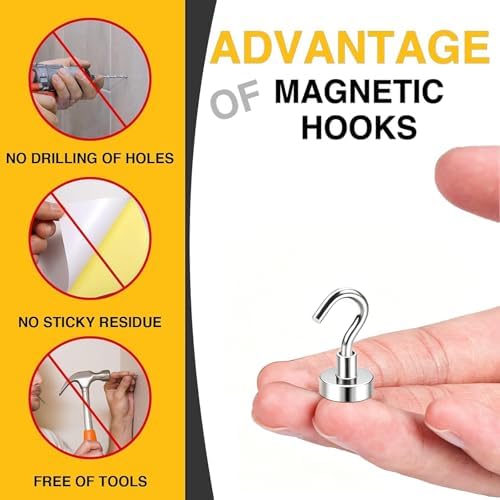 DIYMAG Magnetic Hooks, 30lbs 6pcs Cruise Cabin Essentials Heavy Duty N52 - Image 3