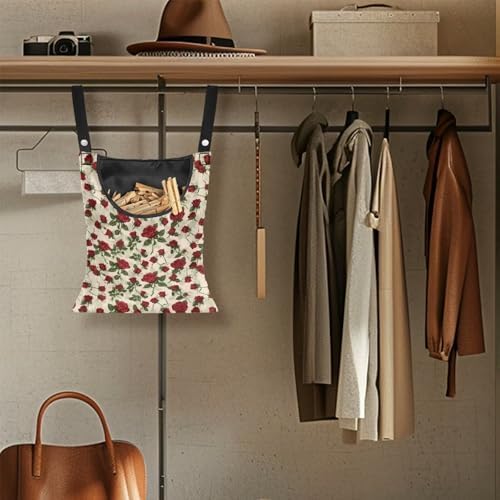 Rose Clothespin Bag Fashion Hanging Storage Organizer Clothes Pin Bag - Image 5