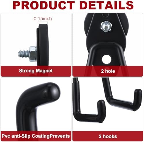 Landhoow 34 Pcs Large Magnetic Hooks Heavy Duty Garage Magnet Hooks Strong - Image 3