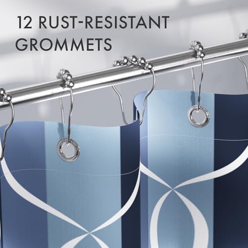 AmazerBath Shower Curtain Blue, Geometric Cloth Shower Curtain Sets - Image 5