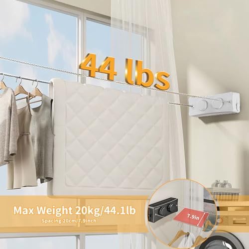 Retractable Clothesline, 16.7 Ft Stainless Wire Double Clothes Line - Image 4