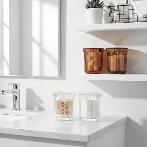 Brown Thick Glass Bathroom Qtip Holder, 2 Pack - Image 5