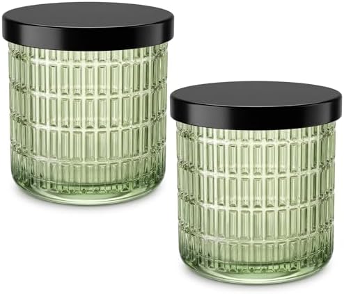 Green Thick Glass Bathroom Qtip Holder, 2 Pack by MKOSAB