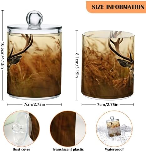 4 Pack Apothecary Jars Bathroom Antler Deer Qtip Holder Dispenser Clear Plastic - Image 3