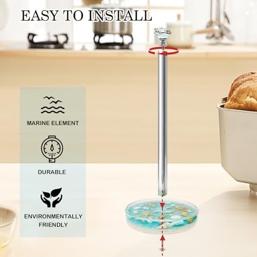 FONMY Paper Towel Holder Countertop Acrylic w/Nature Seashell Handmade - Image 3