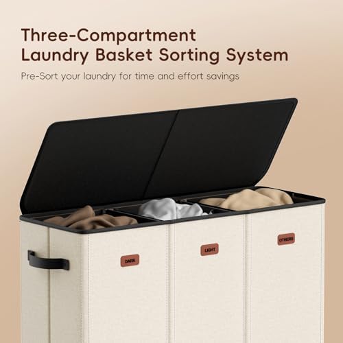 185L Laundry Hamper 3 Section, Laundry Hamper - Image 4