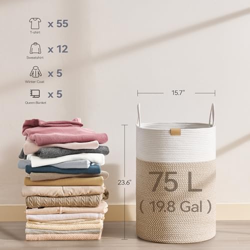 Nunsino Laundry Hamper 75L, Large Laundry Basket - Image 6