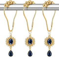 12PCS Blue Crystal Shower Curtain Hooks, Elegant Gem Style Bathroom Decor by Koveni