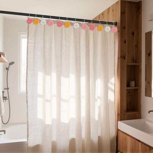 Flower Shower Curtain Hooks, 12 Pack Rustproof Stainless Steel Decorative - Image 5