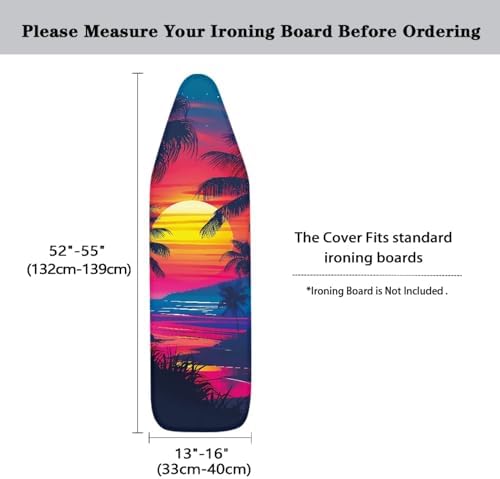 GLENLCWE Hawaiian Palm Watercolor Sunset Ironing Board Cover, 54x15 inches - Image 5