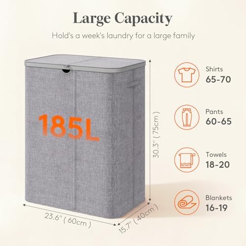 Lifewit 185L 3 Section Laundry Hamper - Image 2