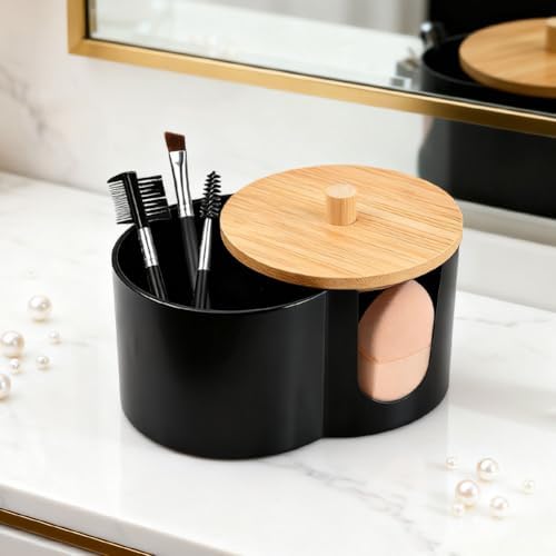 Cotton Swab & Pad Holder with Dustproof Lid, Dual-Compartment Organizer - Image 7