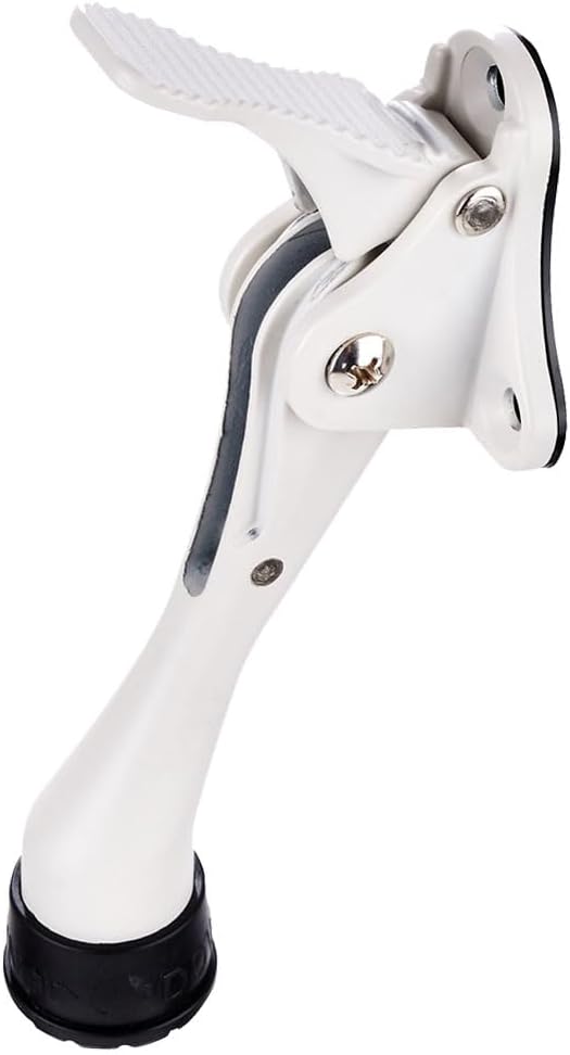 HA SHI Kickdown Door Stopper, Heavy Duty Adjustable White Door Holder Stop | by HASHI