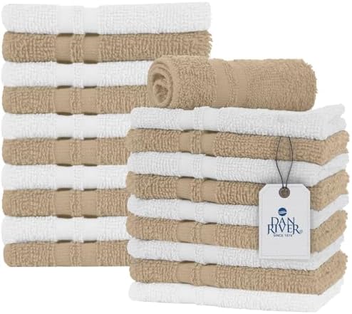 DAN RIVER 100% Cotton Washcloths 20 Pack Premium Quality Face and Body Cloth by DanRiver
