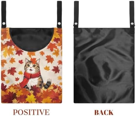 Fall Cat Clothespin Bag Space-Saving Maple Leaf Laundry Hanging Storage - Image 7