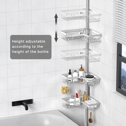 KEGII SUS304 Corner Shower Organizer, Tension Pole Bathtub Caddy - Image 2